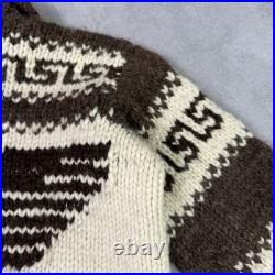 Vintage Couchan Indian Hand knit Wool Sweater Zip Eagle Size M