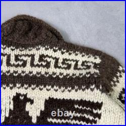 Vintage Couchan Indian Hand knit Wool Sweater Zip Eagle Size M