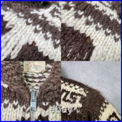 Vintage Couchan Indian Hand knit Wool Sweater Zip Eagle Size M