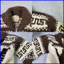 Vintage Couchan Indian Hand knit Wool Sweater Zip Eagle Size M