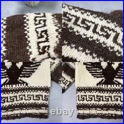 Vintage Couchan Indian Hand knit Wool Sweater Zip Eagle Size M