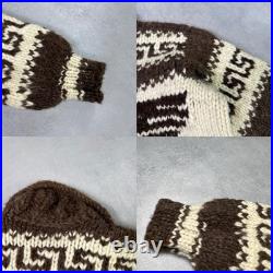Vintage Couchan Indian Hand knit Wool Sweater Zip Eagle Size M