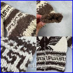 Vintage Couchan Indian Hand knit Wool Sweater Zip Eagle Size M