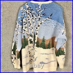 Vintage Design Options Forest Outside Nature Colorful Cardigan Sweater Size M