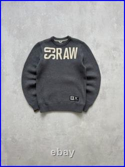 Vintage G-Star RAW Sweater Crockett Big Logo Knit Gray Long Sleeve