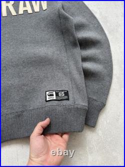 Vintage G-Star RAW Sweater Crockett Big Logo Knit Gray Long Sleeve