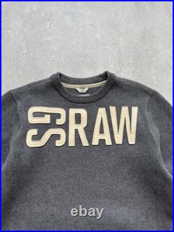 Vintage G-Star RAW Sweater Crockett Big Logo Knit Gray Long Sleeve