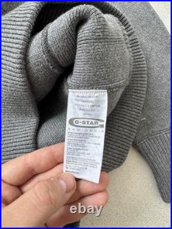 Vintage G-Star RAW Sweater Crockett Big Logo Knit Gray Long Sleeve