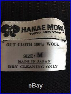 Vintage Hanae Mori Black Floral Wool Knit Sweater Pullover Long Skirt Set Medium