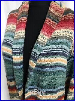 Vintage Hand Knit Ralph Lauren Serape Southwest Sweater Cardigan Duster Sz Med