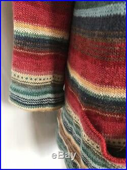 Vintage Hand Knit Ralph Lauren Serape Southwest Sweater Cardigan Duster Sz Med