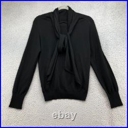 Vintage Hermes Wool Sweater Jumper Womens Medium Black Long Sleeve Tie Neck Vintage Hermes Wool Sweater Jumper Womens Medium Black Long Sleeve Tie Neck