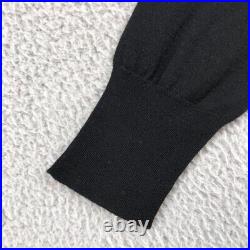 Vintage Hermes Wool Sweater Jumper Womens Medium Black Long Sleeve Tie Neck