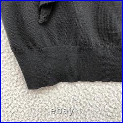 Vintage Hermes Wool Sweater Jumper Womens Medium Black Long Sleeve Tie Neck