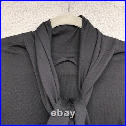 Vintage Hermes Wool Sweater Jumper Womens Medium Black Long Sleeve Tie Neck
