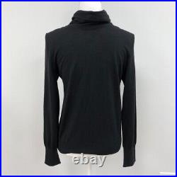 Vintage Hermes Wool Sweater Jumper Womens Medium Black Long Sleeve Tie Neck