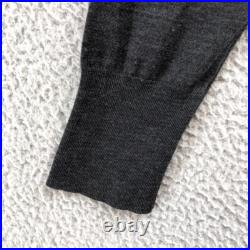 Vintage Hermes Wool Sweater Jumper Womens Medium Gray Long Sleeve Tie Neck