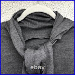 Vintage Hermes Wool Sweater Jumper Womens Medium Gray Long Sleeve Tie Neck