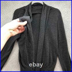 Vintage Hermes Wool Sweater Jumper Womens Medium Gray Long Sleeve Tie Neck