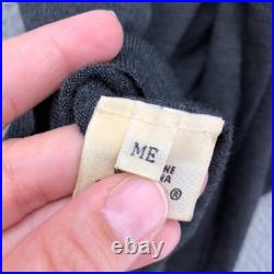 Vintage Hermes Wool Sweater Jumper Womens Medium Gray Long Sleeve Tie Neck