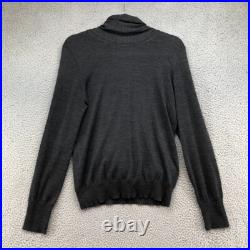 Vintage Hermes Wool Sweater Jumper Womens Medium Gray Long Sleeve Tie Neck