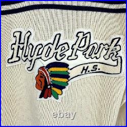 Vintage High School Letterman Cardigan Sweater Wool Knit Indian Chief Hyde Park