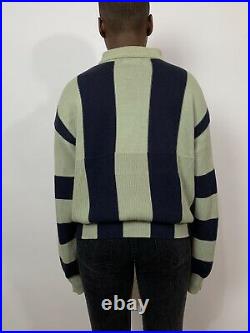 Vintage ISSEY MIYAKE Mens Layered Look Striped Button Collar Sweater Size Medium