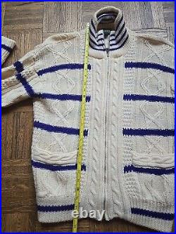 Vintage Izod 100% wool sweater Full Zip cable knit fisherman SZ Medium WPL 1100