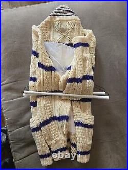 Vintage Izod 100% wool sweater Full Zip cable knit fisherman SZ Medium WPL 1100