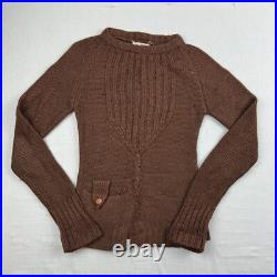 Vintage Jean Nicole Sweater Womens Medium Brown Knitted Pullover 1960s American