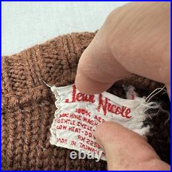 Vintage Jean Nicole Sweater Womens Medium Brown Knitted Pullover 1960s American