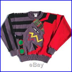 Vintage Kansai Yamamoto 1980s Knitted Face Design Sweater Rare Japan
