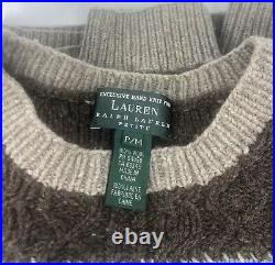 Vintage Lauren Ralph Lauren Equestrian 100% Wool Hand Knit Sweater Petite Medium