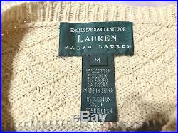 Vintage Lauren Ralph Lauren LRL Cowboy Equestrian Dogs Hand Knit Sweater MEDIUM