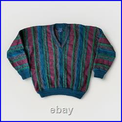 Vintage Limnos Sweater M Multicolor 3D Knit Wool Coogi Pullover 90s Canada
