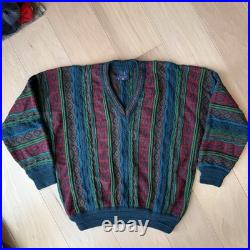 Vintage Limnos Sweater M Multicolor 3D Knit Wool Coogi Pullover 90s Canada