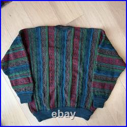 Vintage Limnos Sweater M Multicolor 3D Knit Wool Coogi Pullover 90s Canada