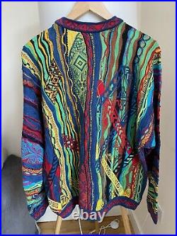 Vintage Men Women Coogi 3D Oversized Sweater Jumper Rainbow Multicolour M (L)