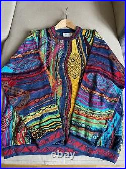 Vintage Men Women Coogi 3D Oversized Sweater Jumper Rainbow Multicolour M (L)