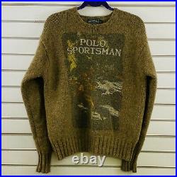 Vintage Mens M Polo Country Sportsman Green Wool Sweater Fishing Ralph Lauren