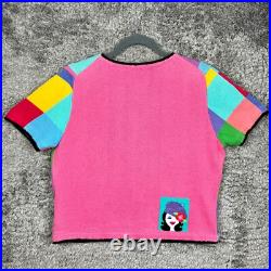 Vintage Michael Simon Sweater Faces Size M Cardigan Short Sleeve READ