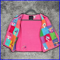 Vintage Michael Simon Sweater Faces Size M Cardigan Short Sleeve READ