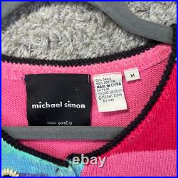 Vintage Michael Simon Sweater Faces Size M Cardigan Short Sleeve READ