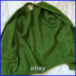 Vintage Mohair Cardigan Long Hair Green 50s 60s Rare Vintage Used Unisex F/S JPN