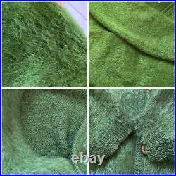 Vintage Mohair Cardigan Long Hair Green 50s 60s Rare Vintage Used Unisex F/S JPN