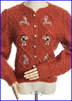 Vintage Original Lanz Salzburg Cardigan Sweater Embroidery Cottagecore Size M