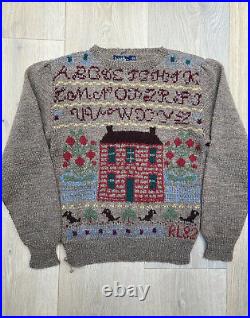 Vintage Polo Ralph Lauren Alphabet RL82 Fair Isle Hand Knit Sweater Jumper Rare