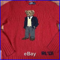 Vintage Polo Ralph Lauren Executive Bear Red Sweater 2001 Medium Kanye Bear