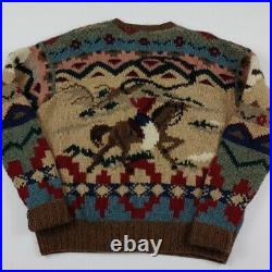 Vintage Polo Ralph Lauren Hand Knit Cowboy Sweater Rare Country Western RL USA