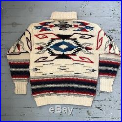 Vintage Polo Ralph Lauren Handknit Wool Southwest Patterned Sweater Mens M
